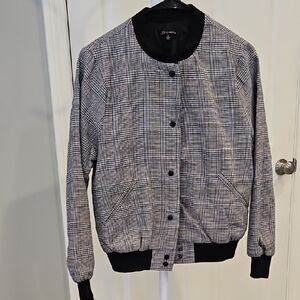 Black and White Plaid Bomber Jacket Size A